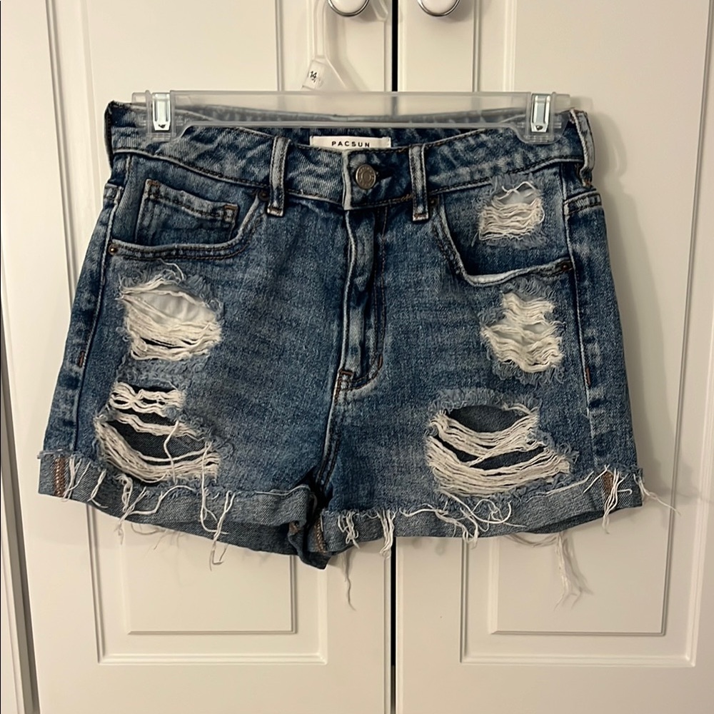 PacSun Distressed Blue Denim Shorts